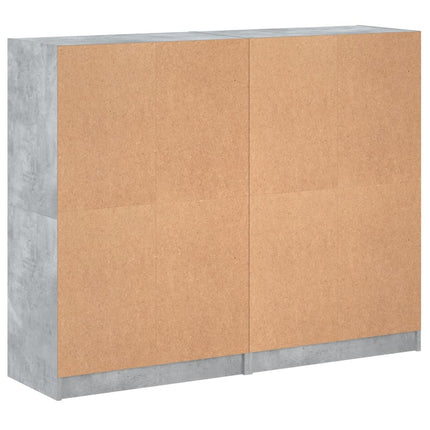 bogreol med låger 136x37x109 cm konstrueret træ betongrå