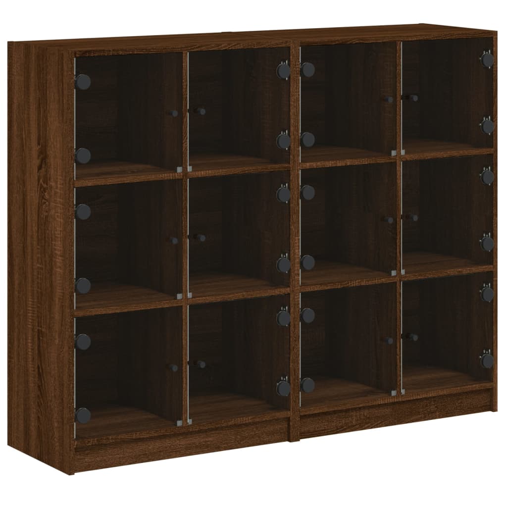 bogreol med låger 136x37x109 cm konstrueret træ brunt eg