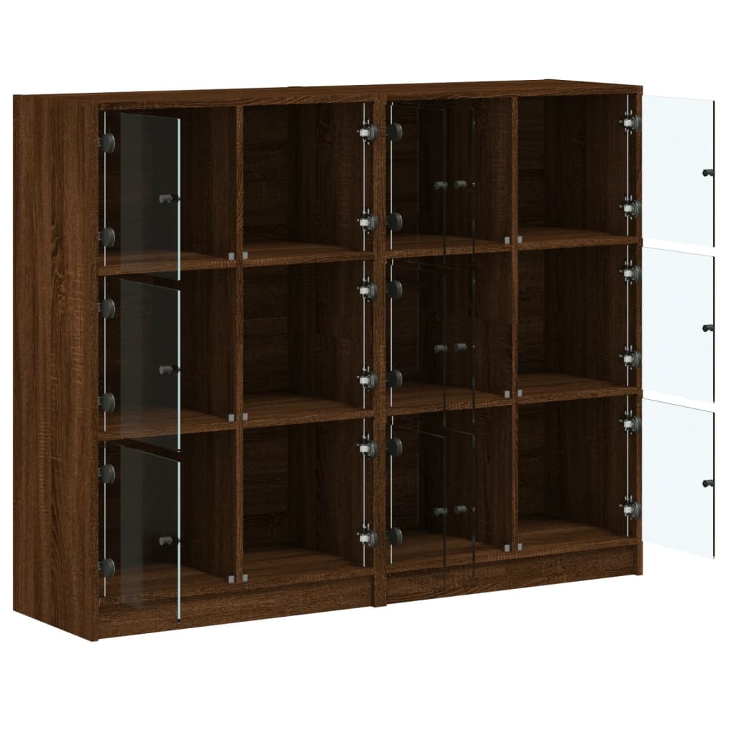 bogreol med låger 136x37x109 cm konstrueret træ brunt eg