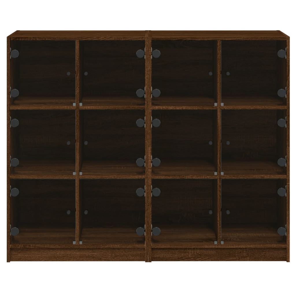 bogreol med låger 136x37x109 cm konstrueret træ brunt eg