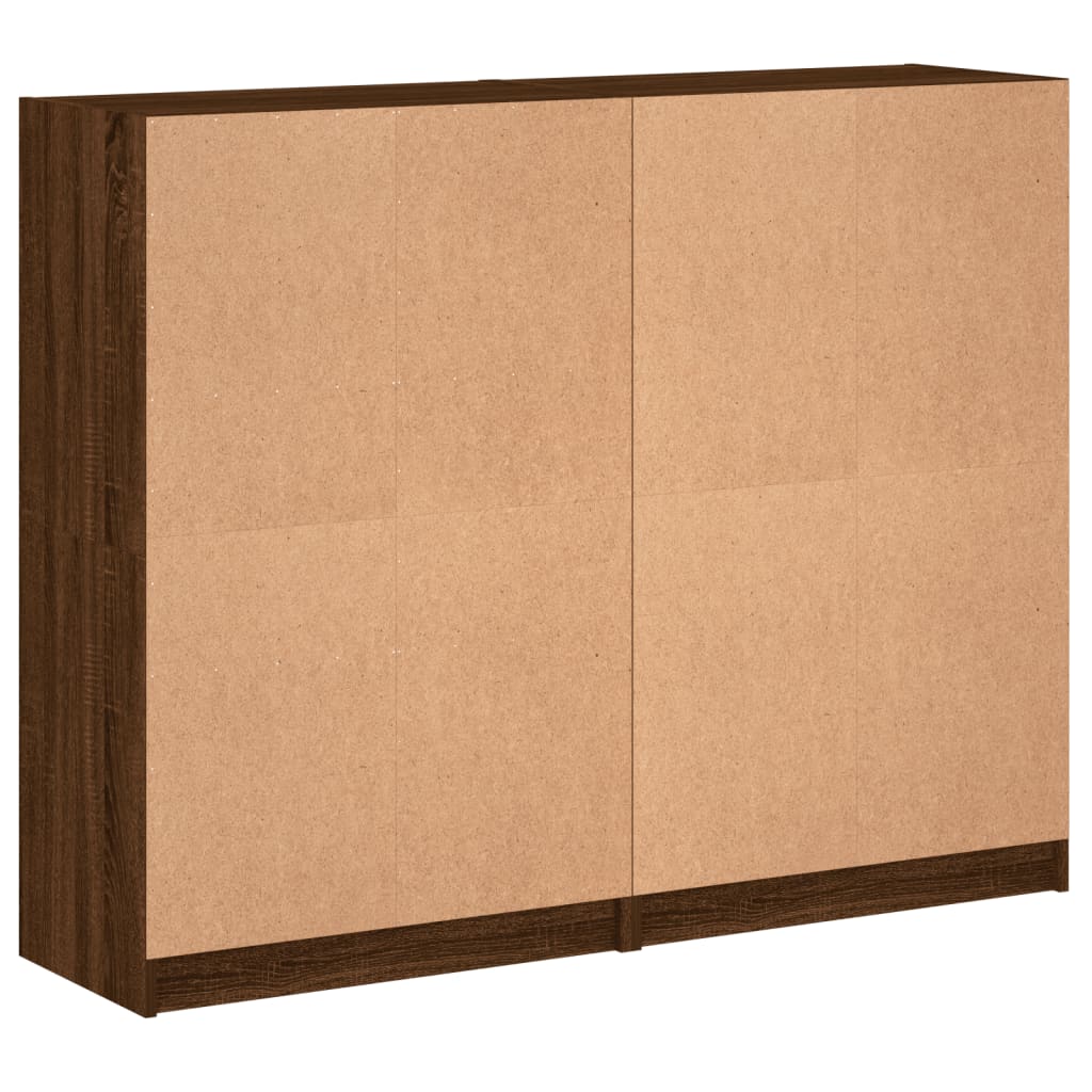 bogreol med låger 136x37x109 cm konstrueret træ brunt eg