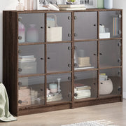 bogreol med låger 136x37x109 cm konstrueret træ brunt eg