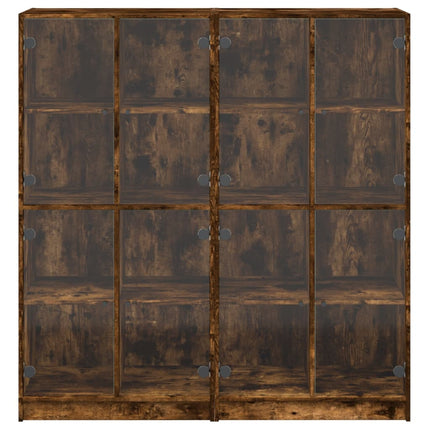 bogreol med låger 136x37x142 cm konstrueret træ røget egetræ
