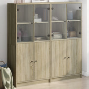 bogreol med låger 136x37x142 cm konstrueret træ sonoma-eg
