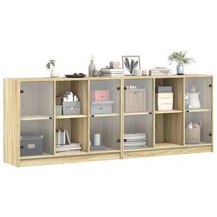 bogreol med låger 204x37x75 cm konstrueret træ sonoma-eg
