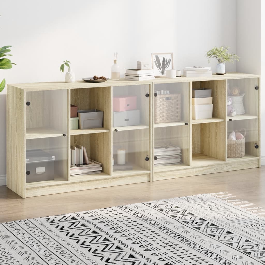 Bogreol med låger 204×37×75 cm - konstrueret træ i sonoma-eg