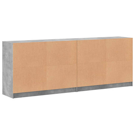 bogreol med låger 204x37x75 cm konstrueret træ betongrå