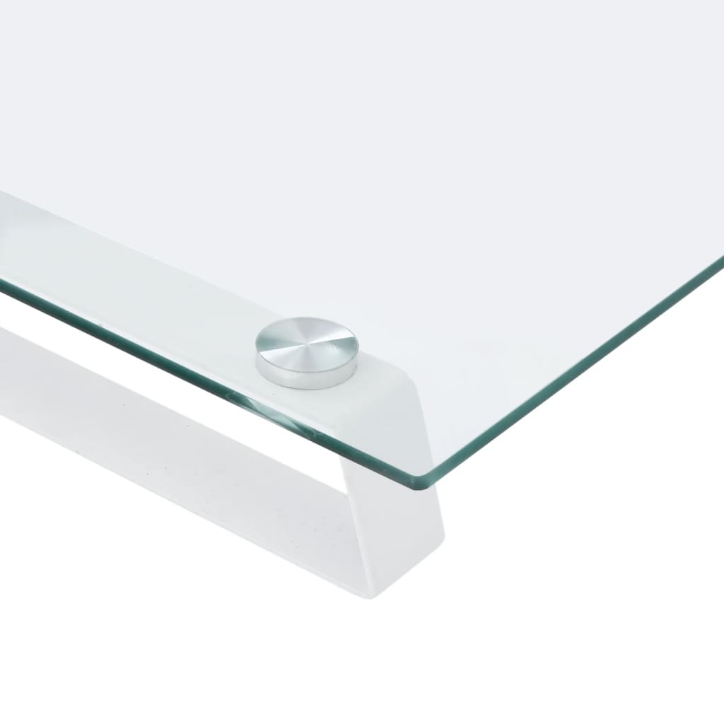skærmstander 60x35x8 cm hærdet glas og metal hvid