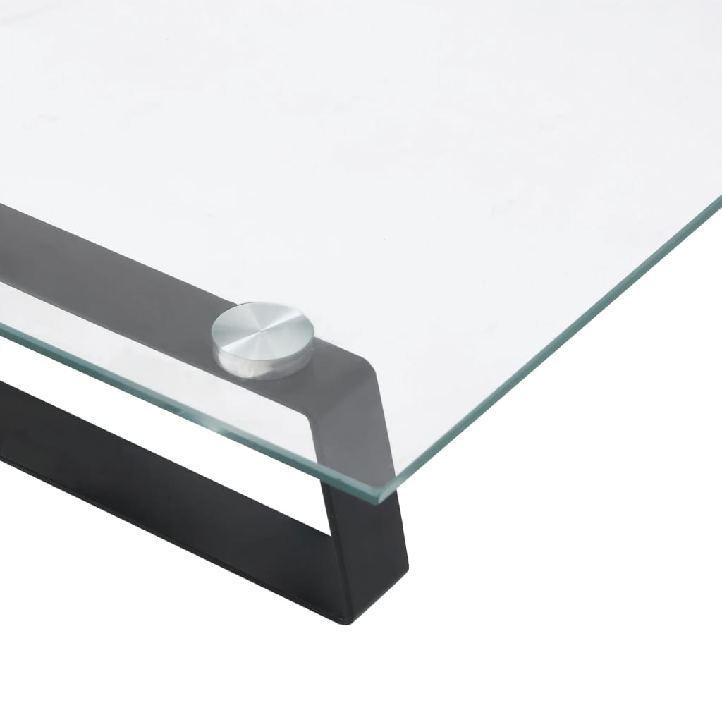 skærmstander 100x20x8 cm hærdet glas og metal sort