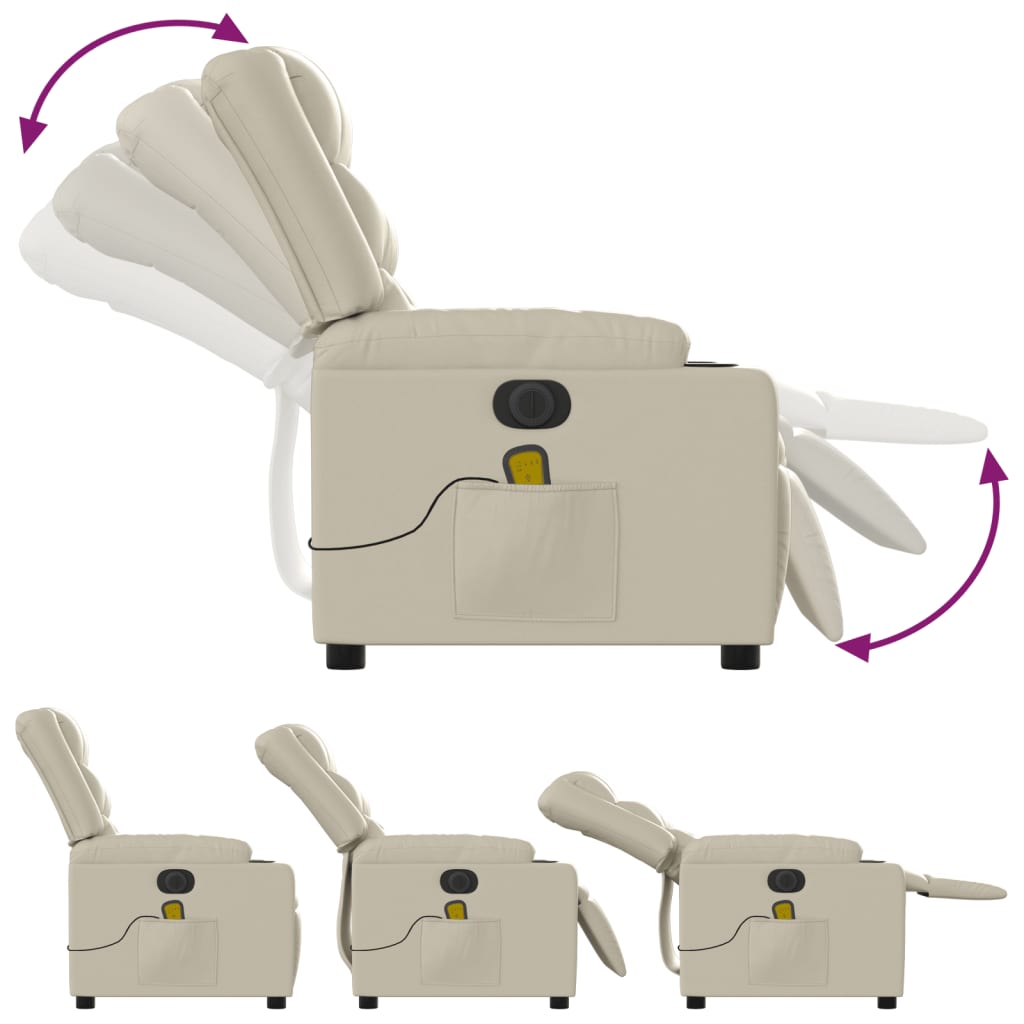 eldrevet massagestol kunstlæder cremefarvet