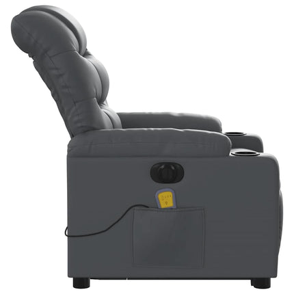 massagestol med løftefunktion kunstlæder grå