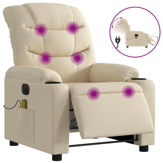 eldrevet massagestol stof cremefarvet