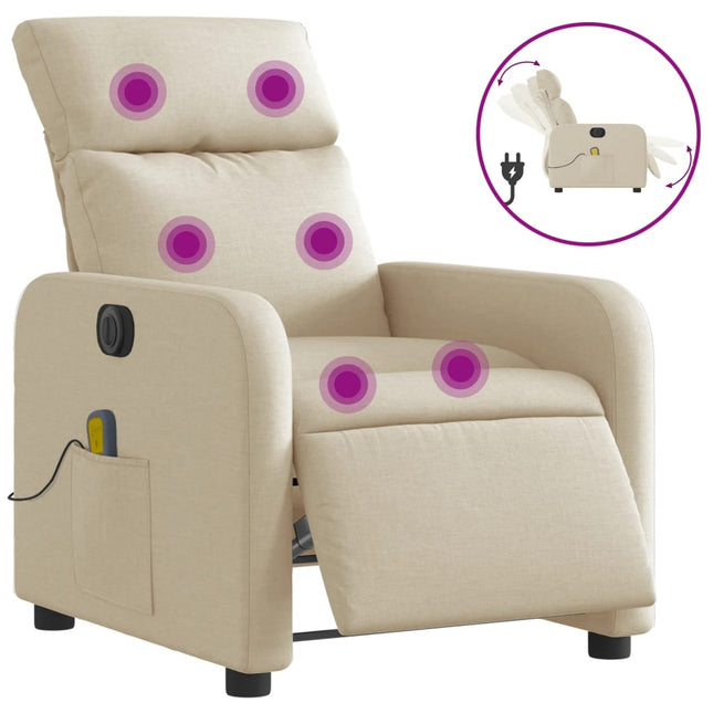 eldrevet massagestol stof cremefarvet