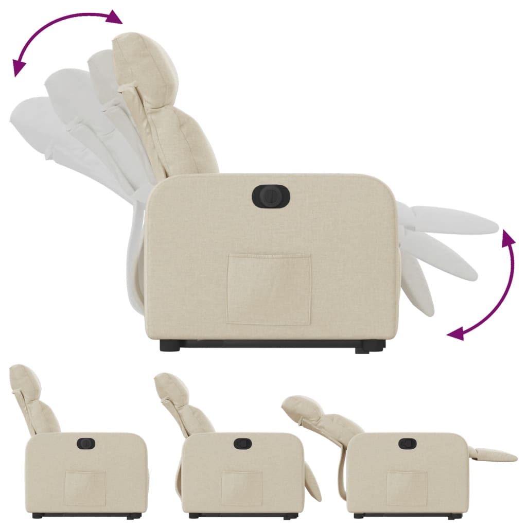 eldrevet lænestol med løftefunktion cremefarvet