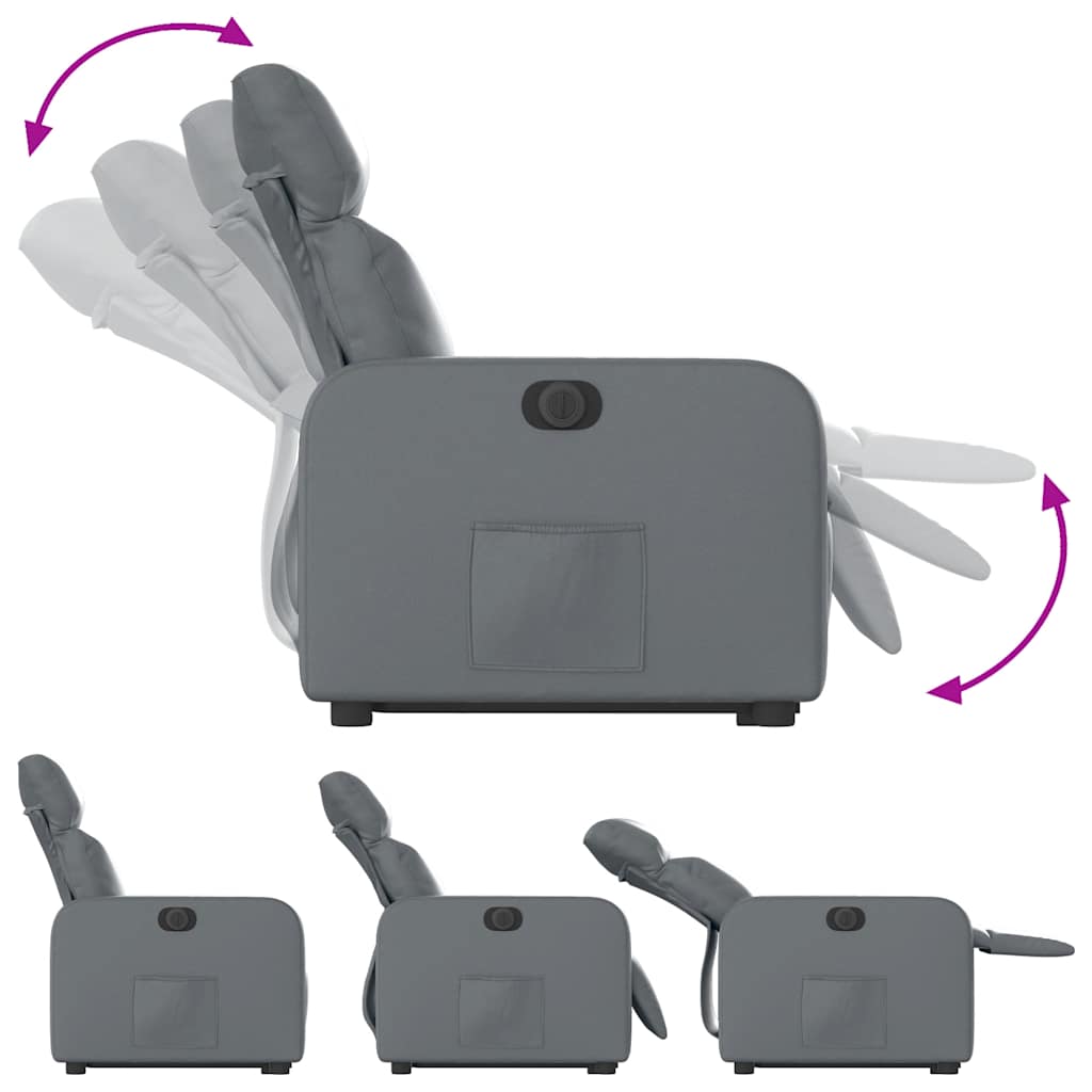 eldrevet løftestol kunstlæder grå