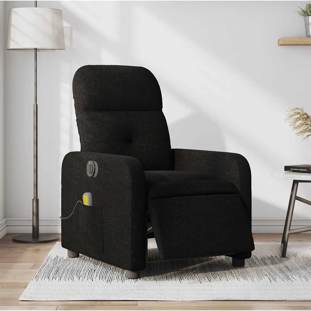eldrevet massagestol stof sort billede