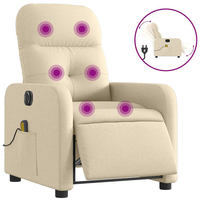 eldrevet massagestol stof cremefarvet