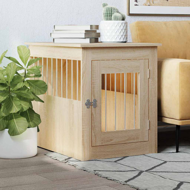 hundebur 55x75x65 cm konstrueret træ sonoma-eg