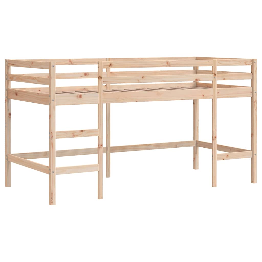højseng med stige 90x190 cm massivt fyrretræ