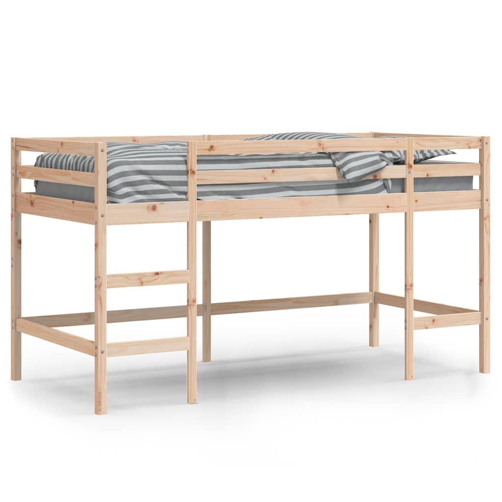 højseng med stige 90x190 cm massivt fyrretræ