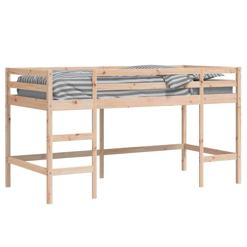 højseng med stige 90x190 cm massivt fyrretræ