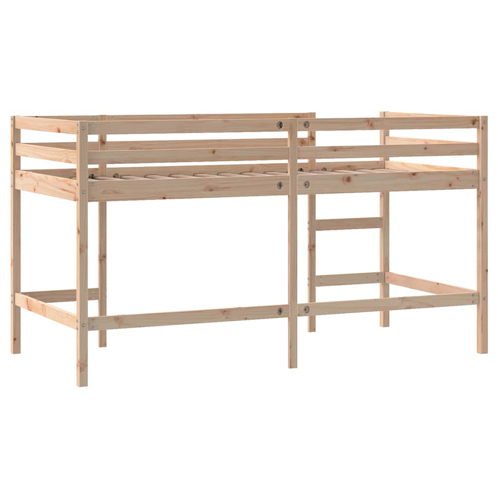 højseng med stige 90x190 cm massivt fyrretræ