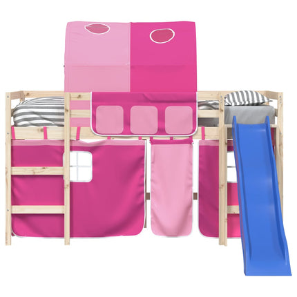 gardiner med tunnel til højseng polyester pink