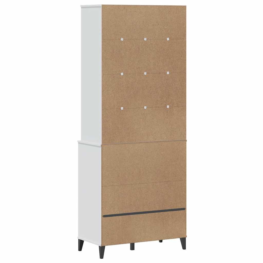 vitrineskab VIKEN 80x40x200 cm massivt fyrretræ hvid