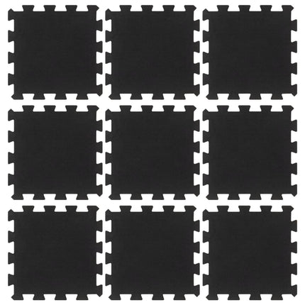 gulvmåtter 9 stk. 30x30 cm 16 mm gummi sort