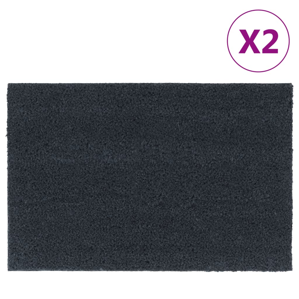 dørmåtter 2 stk. 40x60 cm tuftet coir mørkegrå billede