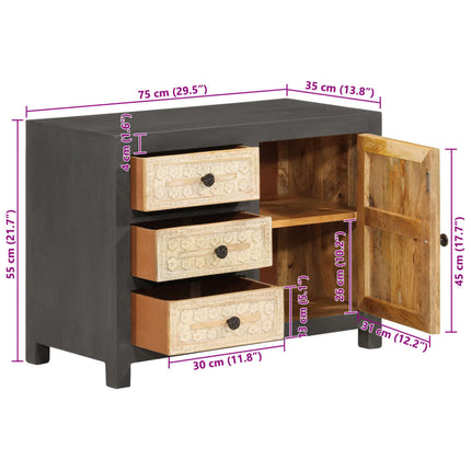 skænk 75x35x55 cm massivt mangotræ grå og hvid
