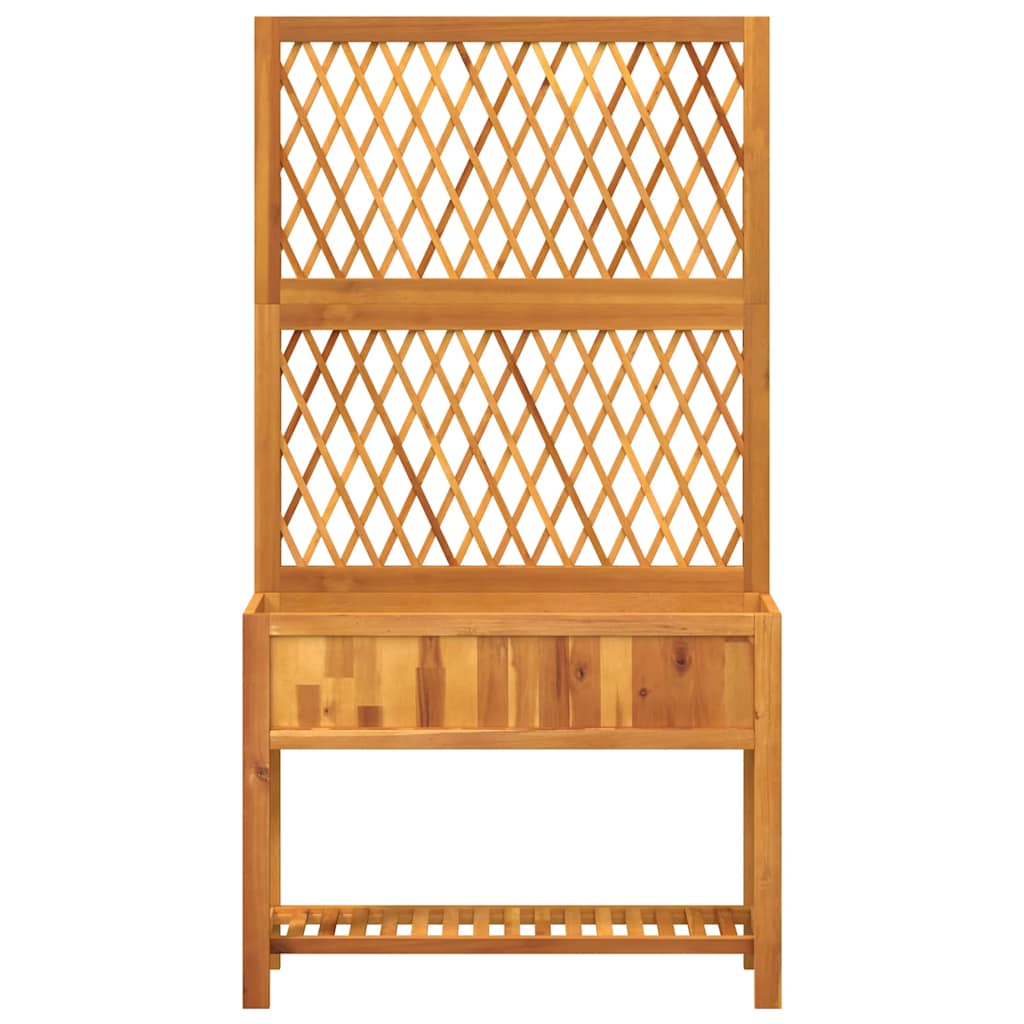 plantekasse med espalier og hylde 100x32x185 cm massivt akacie