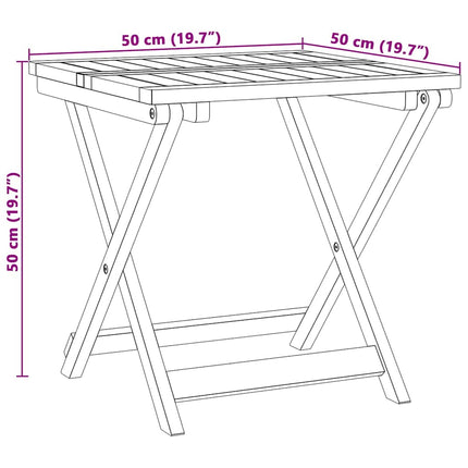 foldbart havebord 50x50x50 cm massivt akacietræ