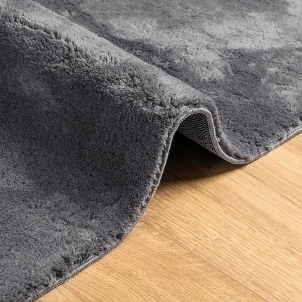 gulvtæppe HUARTE 60x110 cm kort luv og vaskbart antracitgrå