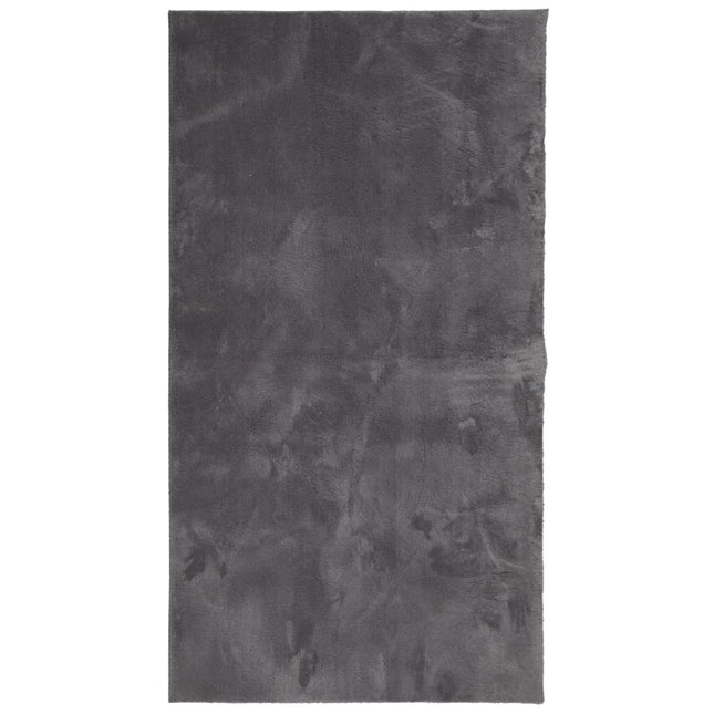 gulvtæppe HUARTE 80x150 cm kort luv og vaskbart antracitgrå