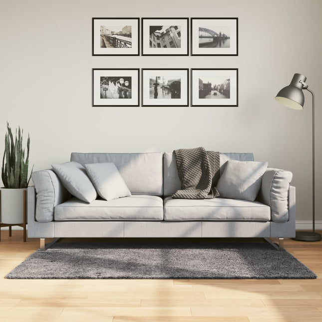 gulvtæppe HUARTE 80x150 cm kort luv og vaskbart antracitgrå