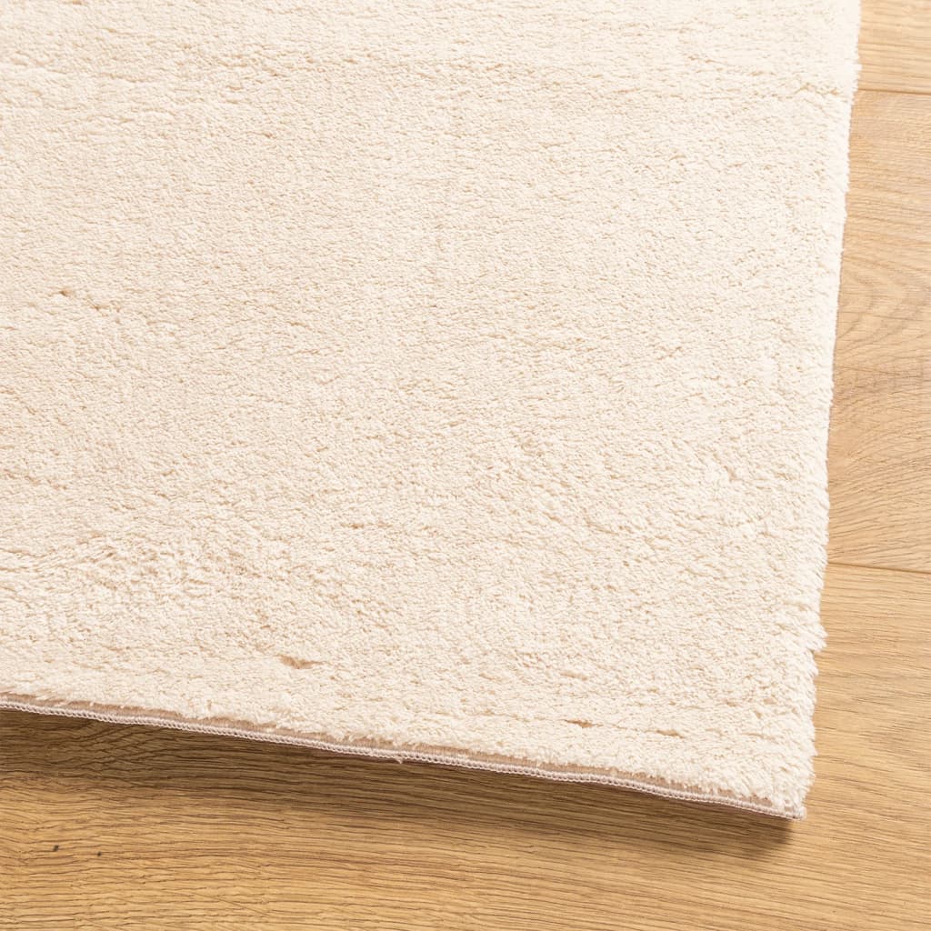 gulvtæppe HUARTE 80x200 cm kort luv og vaskbart beige