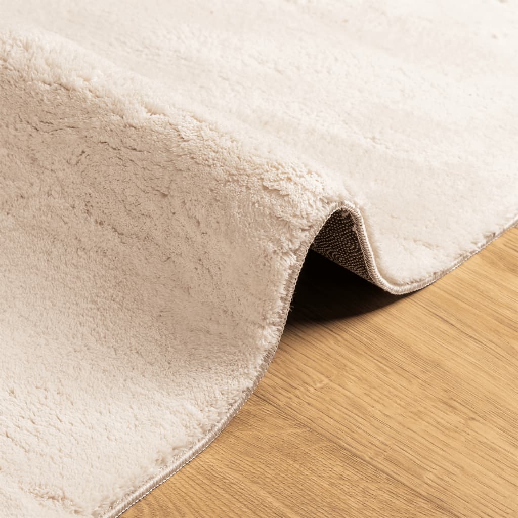 gulvtæppe HUARTE 240x240 cm kort luv og vaskbart beige
