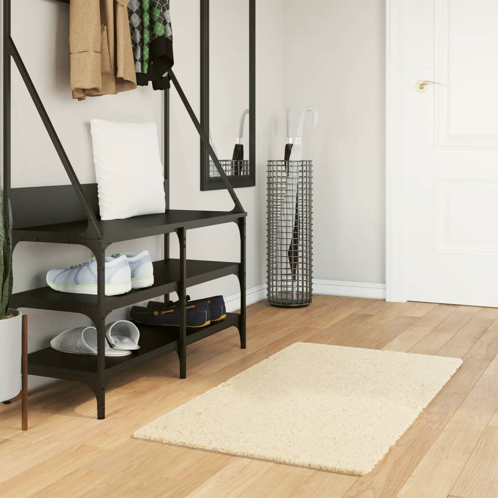 gulvtæppe HUARTE 60x110 cm kort luv og vaskbart cremefarvet billede