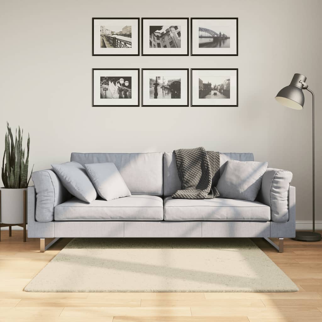 vidaXL Huarte - Gulvtæppe - Cremefarvet - 120x120 cm