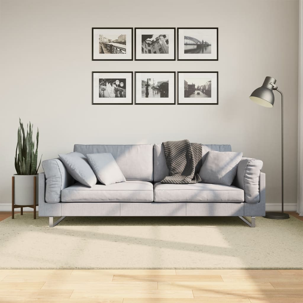 gulvtæppe HUARTE 160x230 cm kort luv og vaskbart cremefarvet billede
