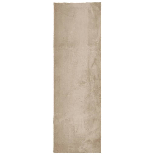 gulvtæppe HUARTE 80x250 cm kort luv og vaskbart sandfarvet