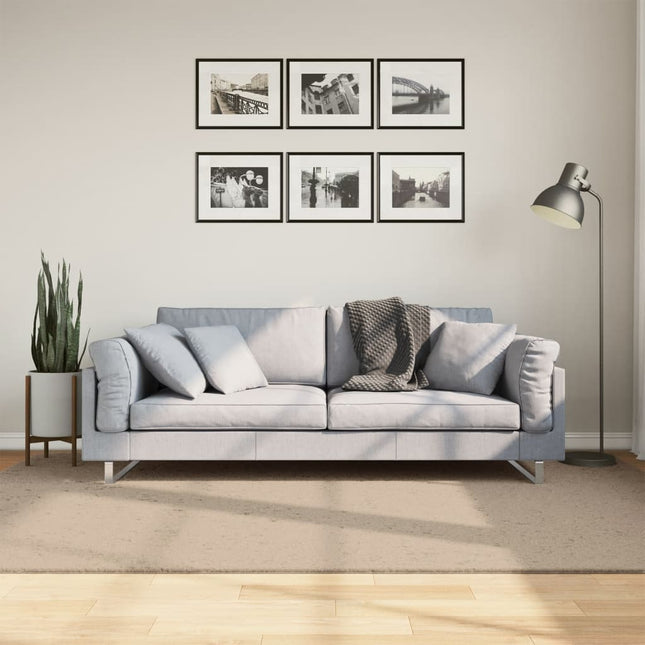 gulvtæppe HUARTE 160x230 cm kort luv og vaskbart sandfarvet