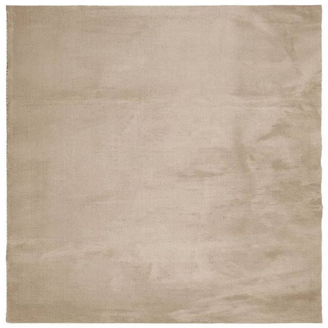 gulvtæppe HUARTE 200x200 cm kort luv og vaskbart sandfarvet