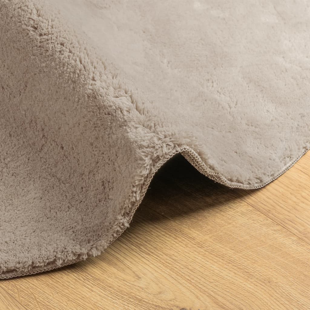 gulvtæppe HUARTE Ø 80 cm kort luv og vaskbart sandfarvet
