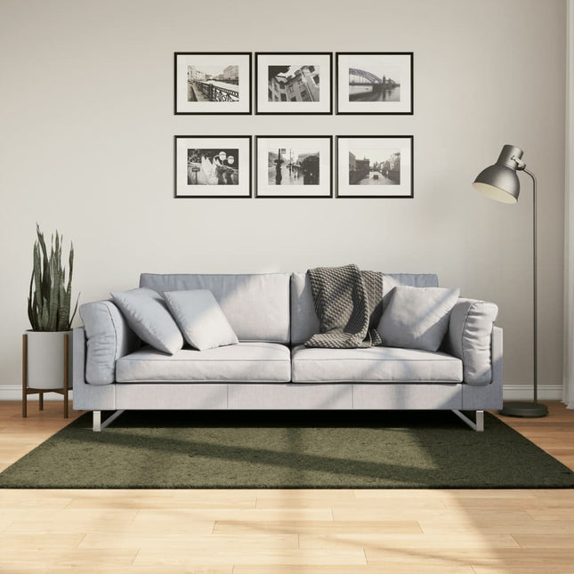 gulvtæppe HUARTE 120x170 cm kort luv og vaskbart skovgrøn
