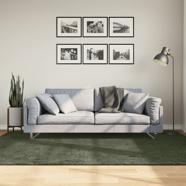 gulvtæppe HUARTE 160x230 cm kort luv og vaskbart skovgrøn