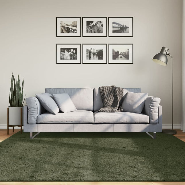 gulvtæppe HUARTE 200x200 cm kort luv og vaskbart skovgrøn