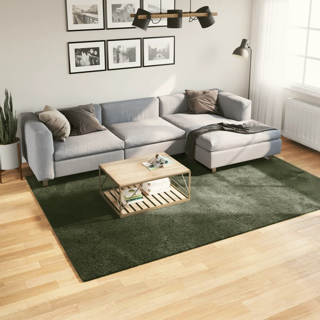 gulvtæppe HUARTE 200x280 cm kort luv og vaskbart skovgrøn