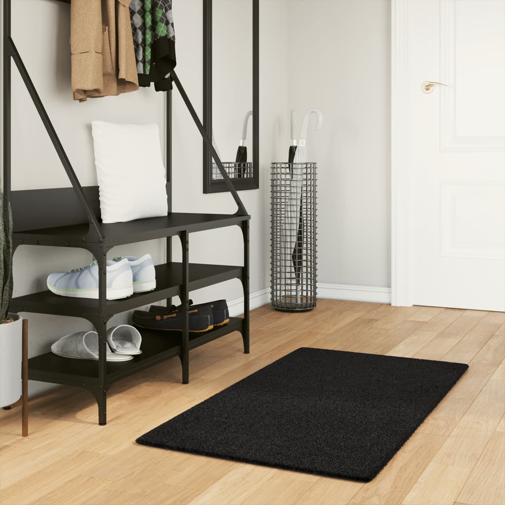 Gulvtæppe Huarte 60x110 Cm Kort Luv Og Vaskbart Sort - Vidaxl
